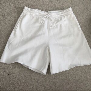 TNA White CozyAF Fleece Shorts with Raw Hem